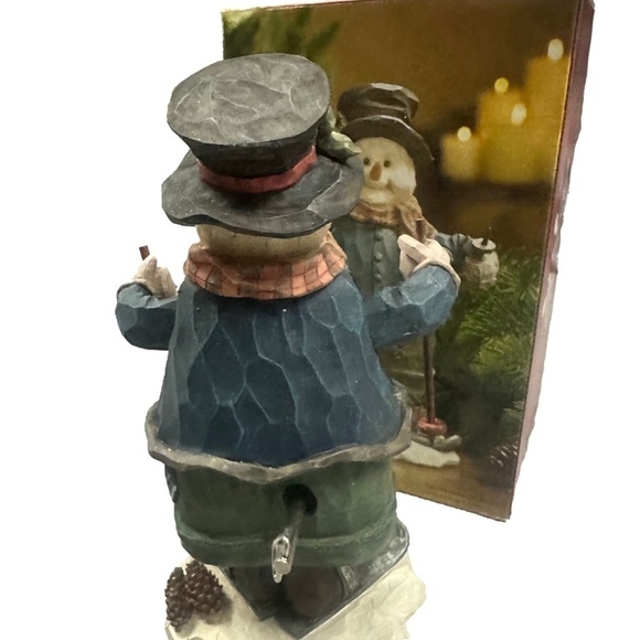 Vintage Animated Skiing Snowman Wind Up Musical Music Box Figurine Christmas NIB - Picture 3 of 3